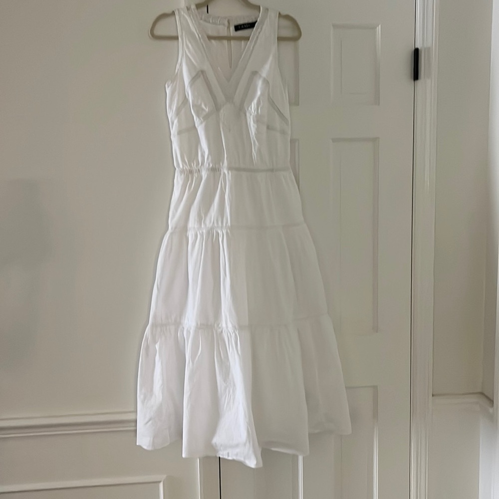 Ralph Lauren white lace accent maxi dress, size 4